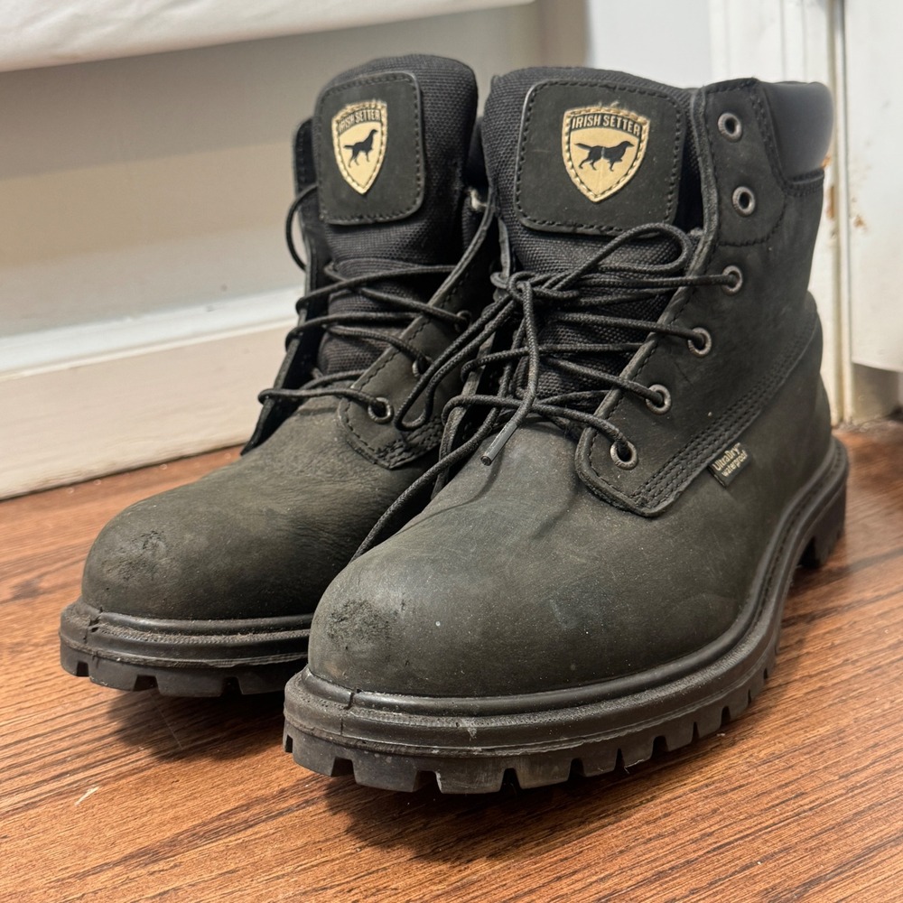 Irish Setter Work Boots UltraDry Waterproof Black Leather 83670 8.5 E2